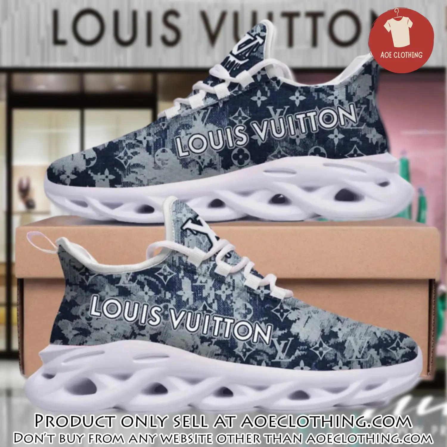 Louis vuitton blue pattern max soul shoes luxury brand gifts for men women aoe1504475